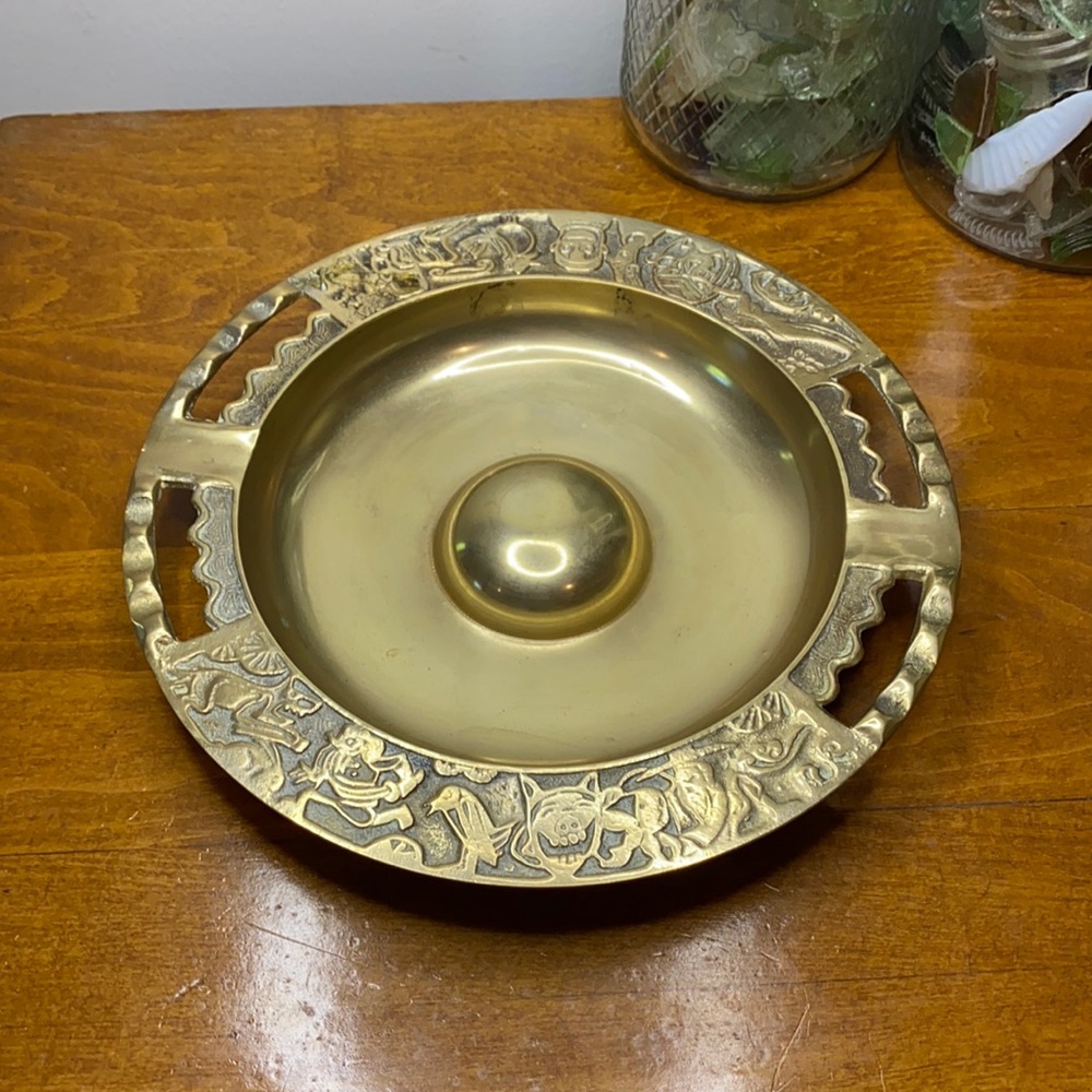 VINTAGE BRASS ASHTRAY • RARE
